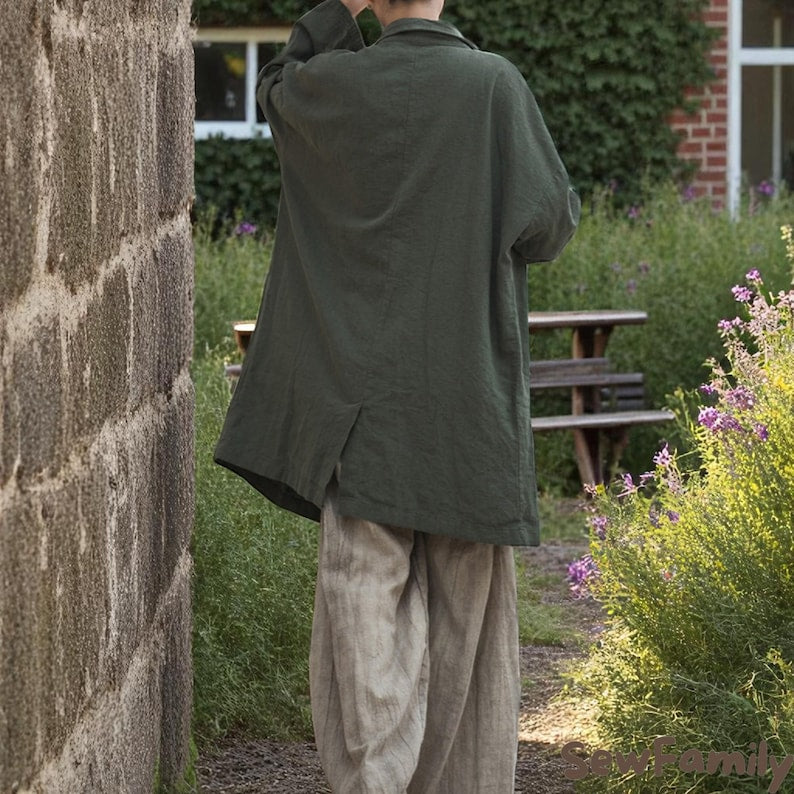 Oversized Spring Linen Jacket: Loose Fit