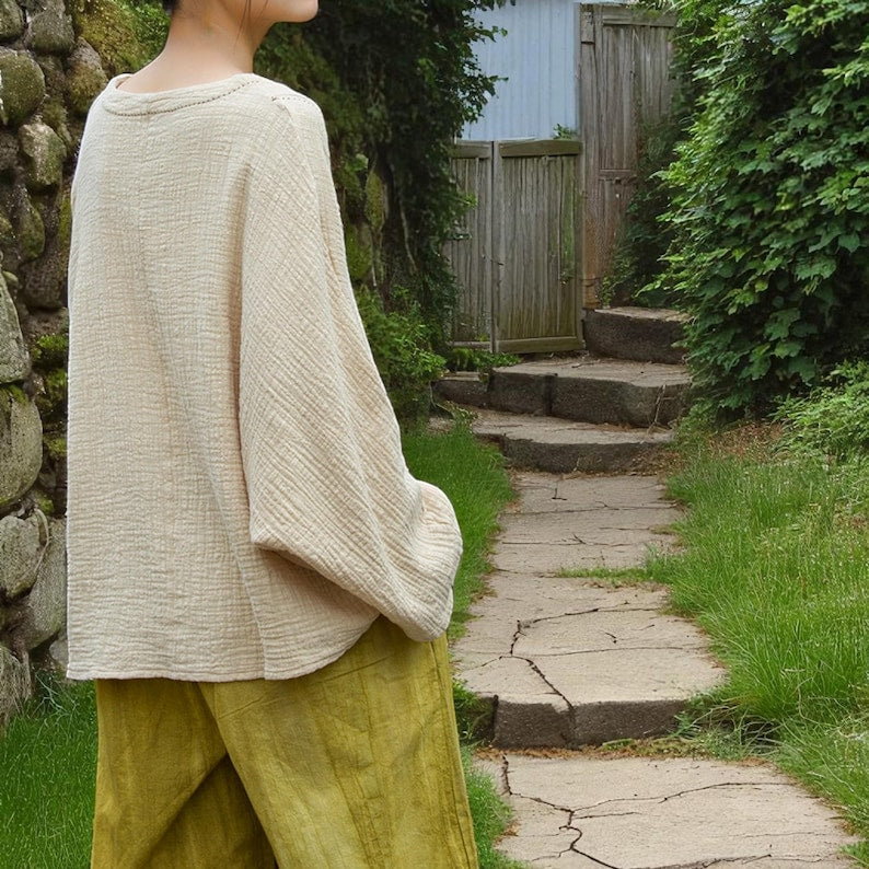 Oversized Spring Linen Jacket Loose Fit