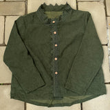 Corduroy Button Up Jacket – Cardigan for Autumn Winter Layering with Lace Trim and Pockets